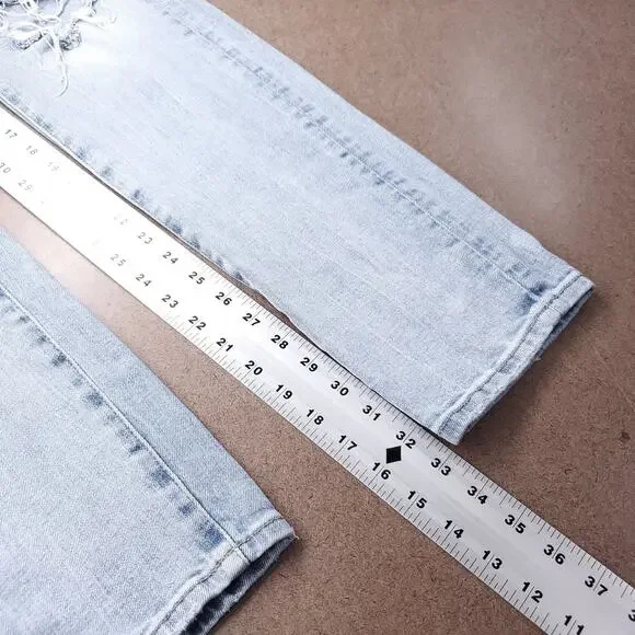 American Eagle Skinny Jeans Mens 32x34 Blue Light Wash Airflex Distressed Y2K - Picture 7 of 13